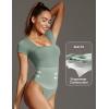 imageIUGA Bodysuits for Women Tummy Control Short Sleeve Square Neck Bodysuit Womens Slimming Basic Body Suit TopsSage