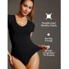imageIUGA Bodysuits for Women Tummy Control Short Sleeve V Neck Body Suits for Womens Compression Slimming Thong BodysuitBlack