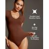 imageIUGA Bodysuits for Women Tummy Control Short Sleeve V Neck Body Suits for Womens Compression Slimming Thong BodysuitBrownie