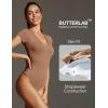 imageIUGA Bodysuits for Women Tummy Control Short Sleeve V Neck Body Suits for Womens Compression Slimming Thong BodysuitLatte