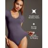 imageIUGA Bodysuits for Women Tummy Control Short Sleeve V Neck Body Suits for Womens Compression Slimming Thong BodysuitPastel Violet