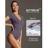 imageIUGA Bodysuits for Women Tummy Control Short Sleeve V Neck Body Suits for Womens Compression Slimming Thong BodysuitPastel Violet