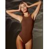 imageIUGA Bodysuits for Women Tummy Control Sleeveless Bodysuit Racerback Halter Body suits Tank TopBrownie