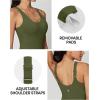 imageIUGA One Piece Jumpsuits for Women Tummy Control Workout Jumpsuits Athletic Romper with Builtin Bra PocketsArmy Green