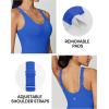imageIUGA One Piece Jumpsuits for Women Tummy Control Workout Jumpsuits Athletic Romper with Builtin Bra PocketsBlue