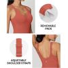 imageIUGA One Piece Jumpsuits for Women Tummy Control Workout Jumpsuits Athletic Romper with Builtin Bra PocketsBrick Red