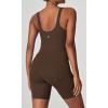 imageIUGA One Piece Jumpsuits for Women Tummy Control Workout Jumpsuits Athletic Romper with Builtin Bra PocketsBrown