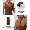 imageIUGA One Piece Jumpsuits for Women Tummy Control Workout Jumpsuits Athletic Romper with Builtin Bra PocketsBrown