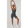 imageIUGA One Piece Jumpsuits for Women Tummy Control Workout Jumpsuits Athletic Romper with Builtin Bra PocketsGray
