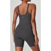 imageIUGA One Piece Jumpsuits for Women Tummy Control Workout Jumpsuits Athletic Romper with Builtin Bra PocketsGray