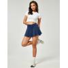 imageIUGA Stretchy Ruffle Denim Skort VWaist Jean Skort with 4 Pockets Trendy High Waisted Mini Jean Skirt with Shorts UnderneathDark Blue
