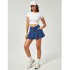 imageIUGA Stretchy Ruffle Denim Skort VWaist Jean Skort with 4 Pockets Trendy High Waisted Mini Jean Skirt with Shorts UnderneathLight Blue