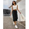 imageIUGA Wide Leg Capris for Women Stretch Capri Pants with Pockets High Waist Yoga Cropped Pants for Women Casual SummerBlack