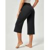 imageIUGA Wide Leg Capris for Women Stretch Capri Pants with Pockets High Waist Yoga Cropped Pants for Women Casual SummerBlack