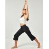 imageIUGA Wide Leg Capris for Women Stretch Capri Pants with Pockets High Waist Yoga Cropped Pants for Women Casual SummerBlack