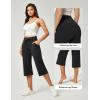 imageIUGA Wide Leg Capris for Women Stretch Capri Pants with Pockets High Waist Yoga Cropped Pants for Women Casual SummerBlack