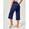 imageIUGA Wide Leg Capris for Women Stretch Capri Pants with Pockets High Waist Yoga Cropped Pants for Women Casual SummerDark Blue