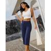 imageIUGA Wide Leg Capris for Women Stretch Capri Pants with Pockets High Waist Yoga Cropped Pants for Women Casual SummerDark Blue