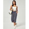 imageIUGA Wide Leg Capris for Women Stretch Capri Pants with Pockets High Waist Yoga Cropped Pants for Women Casual SummerDark Gray