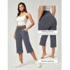 imageIUGA Wide Leg Capris for Women Stretch Capri Pants with Pockets High Waist Yoga Cropped Pants for Women Casual SummerDark Gray