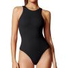 imageIUGA Bodysuits for Women Tummy Control Sleeveless Bodysuit Racerback Halter Body suits Tank TopBlack