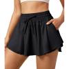 imageIUGA Flowy Athletic Shorts for Women Tennis Skirt Skorts for Women with Pockets High Waisted Workout Quick Dry Running ShortsBlack