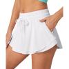 imageIUGA Flowy Athletic Shorts for Women Tennis Skirt Skorts for Women with Pockets High Waisted Workout Quick Dry Running ShortsWhite