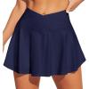 imageIUGA V Cross Swim Skirt High Waist Tummy Control Flowy Skorts Swimsuit Bottoms Women Bathing Suit with Boxer Liner ampamp PocketsNavy Blue