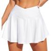 imageIUGA V Cross Swim Skirt High Waist Tummy Control Flowy Skorts Swimsuit Bottoms Women Bathing Suit with Boxer Liner ampamp PocketsWhite