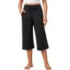 imageIUGA Wide Leg Capris for Women Stretch Capri Pants with Pockets High Waist Yoga Cropped Pants for Women Casual SummerBlack