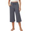 imageIUGA Wide Leg Capris for Women Stretch Capri Pants with Pockets High Waist Yoga Cropped Pants for Women Casual SummerDark Gray