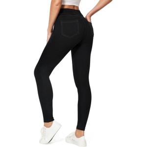 imageIUGA Jeggings for Women Tummy Control Pull on Stretchy Jeans High Waisted Skinny Jean Leggings with Pockets Trendy CasualBlack