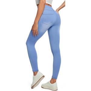 imageIUGA Jeggings for Women Tummy Control Pull on Stretchy Jeans High Waisted Skinny Jean Leggings with Pockets Trendy CasualWhiskers Light Wash