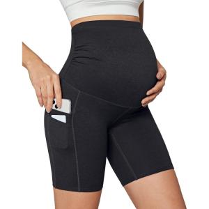 imageIUGA Maternity Shorts Over The Belly Maternity Biker Shorts with Pockets Pregnancy Shorts for Athletic Workout Yoga 8Charcoal
