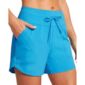 imageIUGA Womens 5quot Swim Board Shorts Stretchy High Waisted Beach Shorts for Women Quick Dry UPF 50 Swimsuit Bottoms with LinerElectric Blue