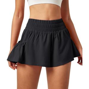 imageIUGA Womens Athletic Shorts High Waisted Flowy Shorts for Women Quick Dry Workout Running Shorts with PocketsBlack