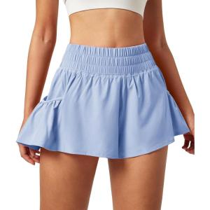 imageIUGA Womens Athletic Shorts High Waisted Flowy Shorts for Women Quick Dry Workout Running Shorts with PocketsSky Blue