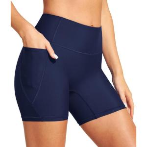 imageIUGA Womens Swim Shorts Tummy Control Swim Board Shorts UPF 50 Quick Dry Swimsuits Bottoms for Women with PocketsNavy Blue