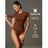 imageIUGA Bodysuits for Women Tummy Control Crew Neck Short Sleeve Body suits Basic Bodysuit T shirt TopsBrownie