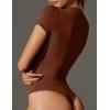 imageIUGA Bodysuits for Women Tummy Control Crew Neck Short Sleeve Body suits Basic Bodysuit T shirt TopsBrownie