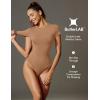 imageIUGA Bodysuits for Women Tummy Control Crew Neck Short Sleeve Body suits Basic Bodysuit T shirt TopsLatte
