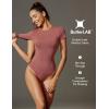 imageIUGA Bodysuits for Women Tummy Control Crew Neck Short Sleeve Body suits Basic Bodysuit T shirt TopsMerlot