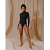 imageIUGA Long Sleeve Body suits Womens Mock Turtle Neck Bodysuits Womens Fully Double Lined Basic Bodysuit TopsBlack