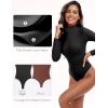imageIUGA Long Sleeve Body suits Womens Mock Turtle Neck Bodysuits Womens Fully Double Lined Basic Bodysuit TopsBlack