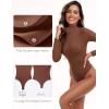 imageIUGA Long Sleeve Body suits Womens Mock Turtle Neck Bodysuits Womens Fully Double Lined Basic Bodysuit TopsBrownie