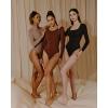 imageIUGA Long Sleeve Body suits Womens Mock Turtle Neck Bodysuits Womens Fully Double Lined Basic Bodysuit TopsBrownie