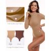 imageIUGA Long Sleeve Body suits Womens Mock Turtle Neck Bodysuits Womens Fully Double Lined Basic Bodysuit TopsLatte