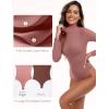 imageIUGA Long Sleeve Body suits Womens Mock Turtle Neck Bodysuits Womens Fully Double Lined Basic Bodysuit TopsMerlot