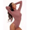 imageIUGA Long Sleeve Body suits Womens Mock Turtle Neck Bodysuits Womens Fully Double Lined Basic Bodysuit TopsMerlot