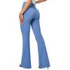 imageIUGA Bell Bottom Jeans for Women High Waisted Stretchy Pull On Flare Jeans Wide Leg Leggings Tummy Control Flare PantsBaby Blue